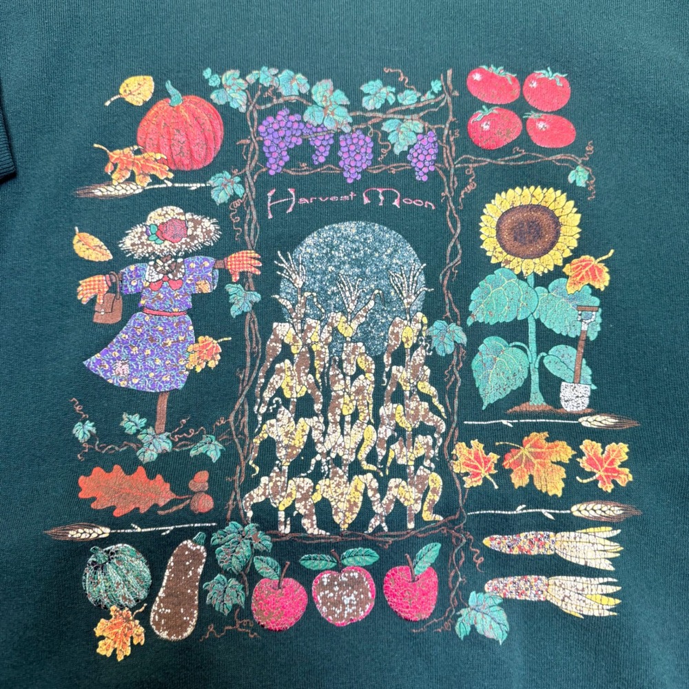 VTG Morning Sun Top Stitch Sweatshirt Women XL Harvest Moon 90s Fall Graphic USA - Picture 3 of 8
